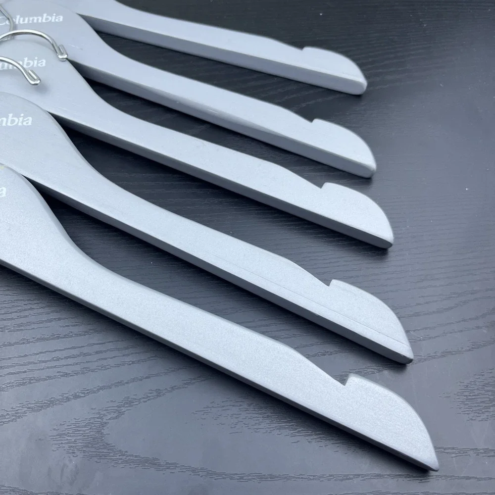 Columbia Sportswear Company Wooden Clothes Hangers Gray Set of 5